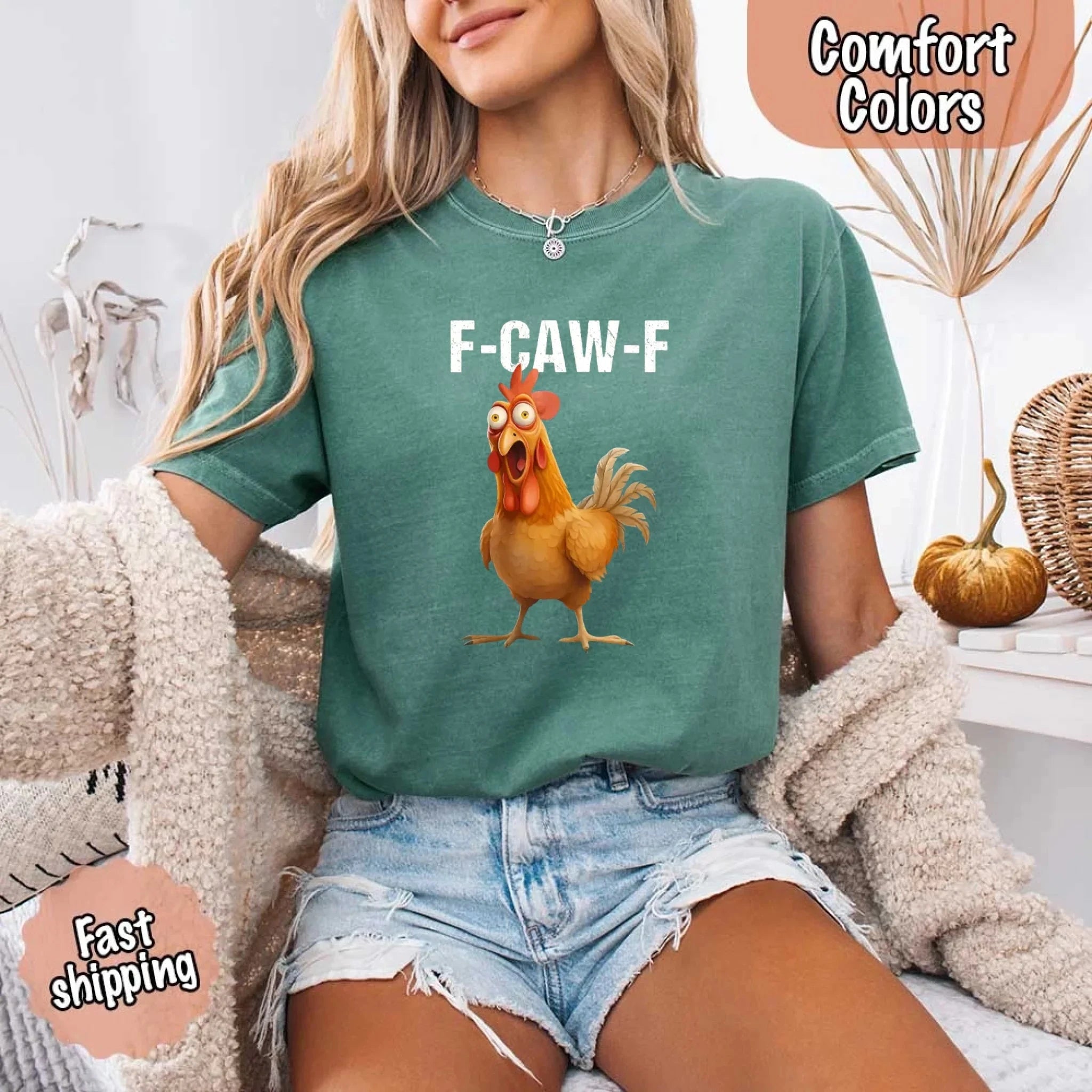 Funny F Caw F Rooster Comfort Colors T Shirt Graphic Tee Adorb Custom Tees